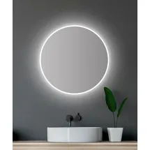 Talos weiß, B:60cm H:60cm Ø:60cm, Aluminium, Glas, Spiegel, Badspiegel, rund 60 cm - mit Beleuchtung