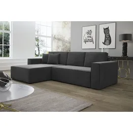 Fun Möbel Ecksofa Schlafsofa Sofa CONOR Stoff Kronos Steel Morengo Ottomane Links