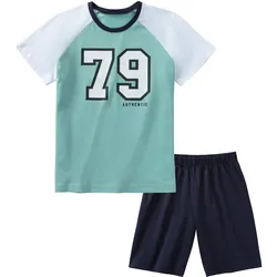AUTHENTIC LE JOGGER Pyjama, (2 tlg., 1 Stück), Schlafanzug für Jungs mit großem College-Print vorn AUTHENTIC LE JOGGER blau 134/140