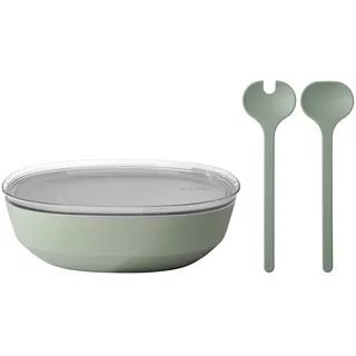 Mepal Servierschale mit Deckel & Salatbesteck 4000 ml Nordic Sage