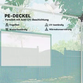 Outsunny Foliengewächshaus, 2 x 3 x 2 m Gewächshaus, Treibhaus mit Rollfenster, Rolltür