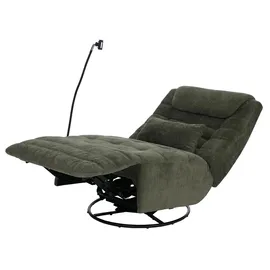 Mendler Relaxsessel HWC-P92 Chenille 82 x 96 x 0 cm Grün drehbar mit Liegeposition