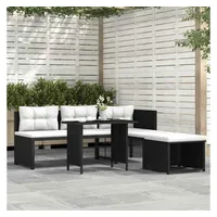 vidaXL 4-tlg. Garten-Lounge-Set Poly Rattan Schwarz