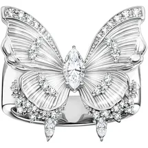 Thomas Sabo Fingerring THOMAS SABO "Butterfly Paradise Cocktail-Ring - Schmetterling-Design" Gr. 58, bunt (silberfarben, weiß), Fingerringe, Damen, 58, Silber 925 (recycelt), 5mm, Fingerring, mit Zirkonia (synth.)