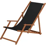 Erst-Holz Liegestuhl schwarz Sonnenliege Kissen Gartenliege Holz Deckchair Strandstuhl Gartenmöbel 10-305KD