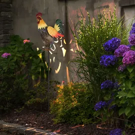 GLOBO Lighting - Solarleuchte Hahn Gartendeko Solar Tierfigur Hahn Erdspieß Solarlampe, Metall, LED warmweiß, LxBxH 28,5x13x100 cm