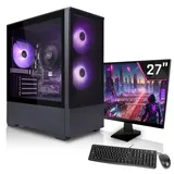 SYSTEMTREFF Basic Gaming Komplett PC Set AMD Ryzen 7 5700G 8x4.6GHz | Radeon RX Vega 8 4K DX12 | 1TB M.2 NVMe | 32GB DDR4 RAM | Windows 11 | 27 TFT Monitor | Desktop Paket Computer für Gamer, Gaming