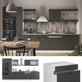 Vicco Küchenzeile R-Line 350 cm Anthrazit Landhaus/Weiß