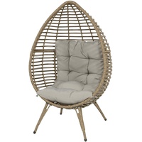 Sessel Stuhl Relax Stuhl Polyrattan Stahlgestell Sitzei braun 99x91x156cm