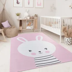 Fresh Kids Tiere Hase Rosa 120x170 cm