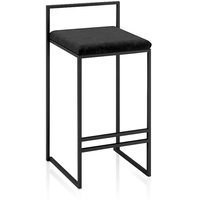 Yclty Barhocker, Quadratischer, mit Samt Gepolsterter Sitz Mit Rückenlehne und Schwarzen Metallbeinen, Theke, Frühstücksstühle Für Küche, Hausbar, Wohnzimmer (Color : Black, Size : 2er-Set 65cm)