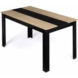 IDMarket - Esstisch, rechteckig, Georgia, 6 Personen, schwarz und Buchenoptik, 140 x 90 cm