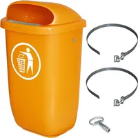 BRB-Lagertechnik 50 Liter Abfallbehälter orange im Komplettset, Schellenband zur