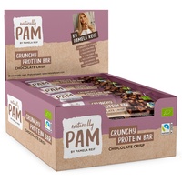 Naturally Pam Crunchy Protein Bar - Bio & vegan Proteinriegel Snack | 6,9g Protein & 126kcal pro Riegel | High Protein Eiweißriegel ohne Palmöl – 12x30g Chocolate Crisp