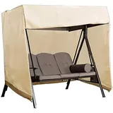 Hollywoodschaukel-Abdeckung, 3-Sitzer, mit Reißverschlüssen und Schrumpfseil, winddicht, Anti-UV, strapazierfähig, 210D-Oxford, reißfest, für alle Wetterbedingungen (220 x 125 x 170 cm)