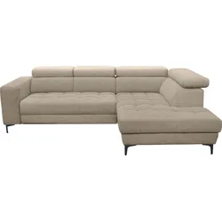 Ecksofa ALINA "Valea", grau (graubeige tta 4), B:274cm H:102cm T:207cm, Struktur TTA (100% Polyester), Sofas, mit Rückenlehnenverstellung, wahlweise mit ausziehbarer Liegefläche