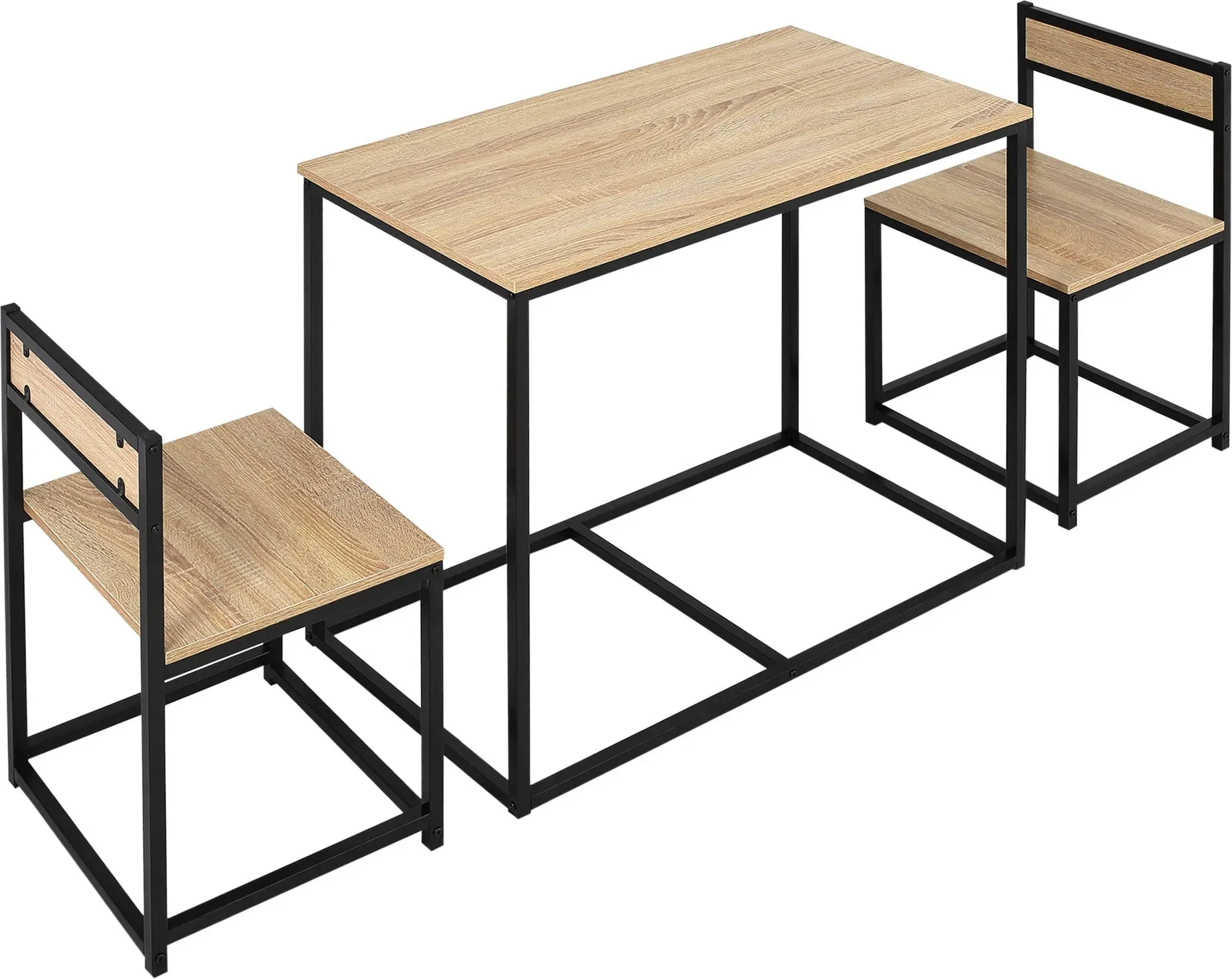 HOMCOM Esstisch mit 2 Stühlen, 3er-Set Essgruppe, Küchentisch-Set für 2 Personen, Esszimmergruppe für kleine Räume, Küche, Wohnzimmer, Eiche   Aosom