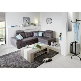 Livetastic Ecksofa Leder 3-Sitzer Dunkelgrau