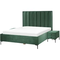 Schlafzimmer komplett Set 3-teilig dunkelgrün 160 x 200 cm SEZANNE