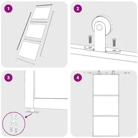 vidaXL ESG-Glas Schiebetür links 90 x 205 cm schwarz