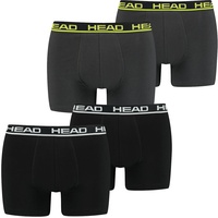 HEAD Herren Boxershort Basic Boxer 4er 6er 8er Multipack in S Schwarz 005 &  Schwarz / Grün Punch 009