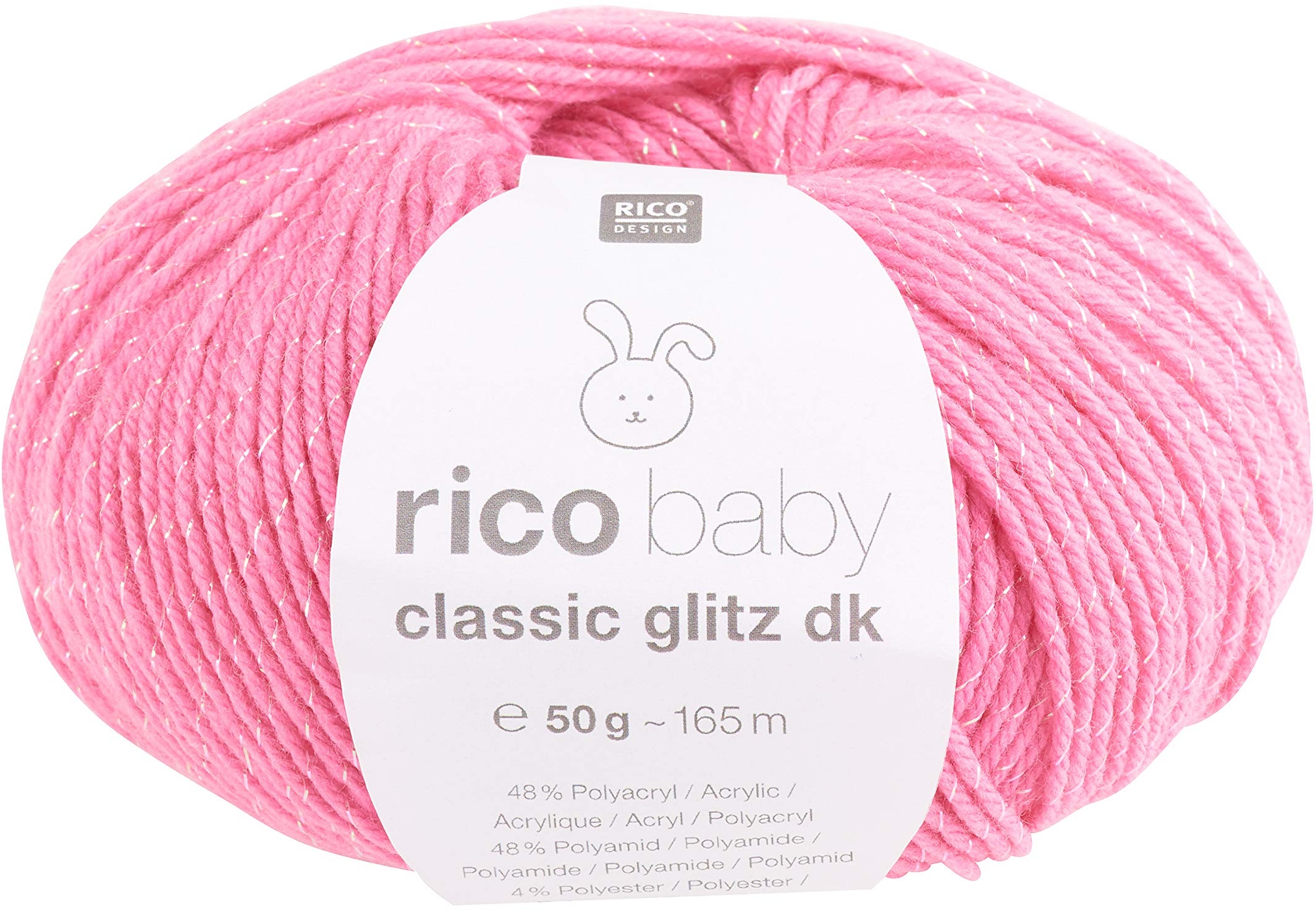 Wolle Rico Baby Classic Glitzer DK, 50g, ca. 165m Pink