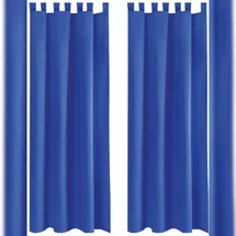 BestLivings 2er Set Dekoschal EllenSchlaufe mit Raffhalter & Haken 140 x 225 cm blau