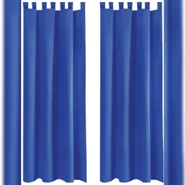 BestLivings 2er Set Dekoschal EllenSchlaufe mit Raffhalter & Haken 140 x 225 cm blau