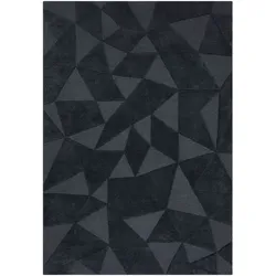 Kadima Design Luxus-Wollteppich mit Geometrischem Muster - `Deben Troy` . Farbe: Anthrazit, 160x230 cm