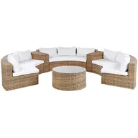 Beliani Lounge Set 9-Sitzer Rattan goldbraun/weiß