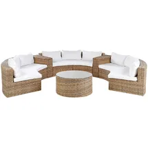 Beliani Lounge Set 9-Sitzer Rattan goldbraun/weiß