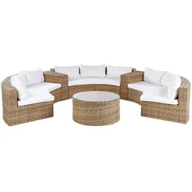Beliani Lounge Set 9-Sitzer Rattan goldbraun/weiß