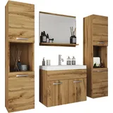 welltime »Lorca«, (4 St.), Badezimmer Badmöbel Set Lorca XL 60cm Waschbecken Unterschrank