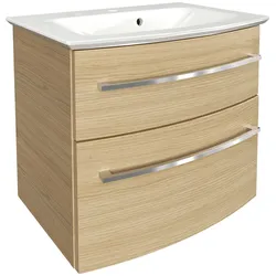 Waschtisch FACKELMANN "B.Style", braun (sandeiche, sandeiche), B:63,2cm H:54,6cm T:46cm, Mineralguss, Waschtische, Badmöbel