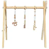 Costway Baby Holz, Spieltrapez, klappbar, baby, Gym mit 3 abnehmbaren Kinderspielzeugen, Spieltrapez für Babys über 3 Monate, Holzspielzeug zur