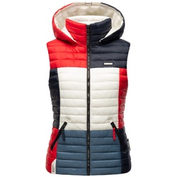 NAVAHOO Damen Steppweste Ärmellose Weste im Colourblocking-Stil und Kapuze Shadaa Multikulti