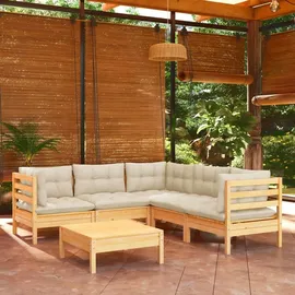 vidaXL Garten-Lounge-Set 6-tlg. creme Kiefer