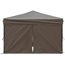 vidaXL Partyzelt Faltbar mit Seitenwänden Taupe 3 x 3 m