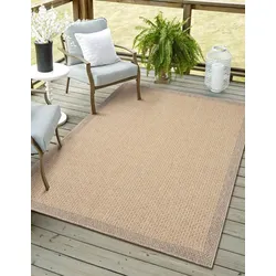 Teppich "Natura Lagerräumung", braun (braun,grau), B:200cm H:6mm L:300cm, Polypropylen, MYFLAIR MÖBEL & ACCESSOIRES, Teppiche, Uni Farben, mit Bordüre, Outdoor geeignet, Balkon, Terrasse
