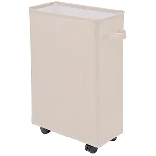 IHOMAGIC 40L Wäschekorb mit Rädern, Faltbarer Wäschesammler mit Rollen, Schmal Rechteckiger Wäschebehälter, Aufbewahrungsbeutel Schmutziger Wäschekorbe für Badezimmer, Schlafzimmer Wohnung - Beige
