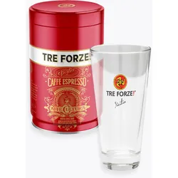 TRE FORZE! Caffe Espresso 250g Dose & Latte Macchiato Glas zum Aktionspreis