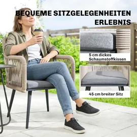 Outsunny Gartenstuhl 2er Set Gartenstuhl 54 x 65 x 80 cm grau/silber wetterfest mit Armlehne