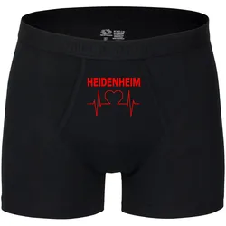 multifanshop Herren Boxer Short - Heidenheim - Herzschlag - Druck rot - Unterwäsche