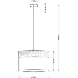 GLOBO Hängeleuchte Wohnzimmer Pendelleuchte Esstischlampe Küchenleuchte Holzoptik, Textil weiß, 1x E27, DxH 40x120 cm