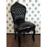 Casa Padrino Barock Esszimmer Stuhl Schwarz / Schwarz Lederoptik - Möbel