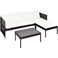 vidaXL 3-tlg Garten-Lounge-Set mit Auflagen Poly Rattan Braun Modell 11