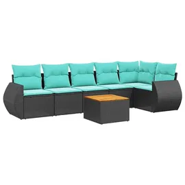 vidaXL Gartenlounge 7-tlg. Loungeset schwarz