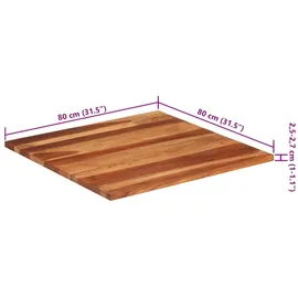 vidaXL Tischplatte Massivholz Palisander 25-27 mm 80×80 cm