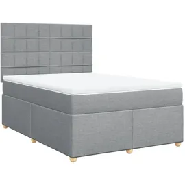 vidaXL Boxspringbett mit Matratze Hellgrau 140x200 cm Stoff