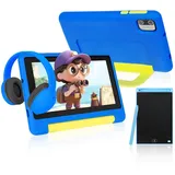BUFO 7 Zoll 8(2+6)GB+64GB, Wi-Fi, Bluetooth, 1024 x 600 HD-Display, Kinder Tablet (7", 64 GB, Android, WiFi, Android 13, mit Schreibtafel mit Stylus, Kopfhörer und Tragetasche) blau